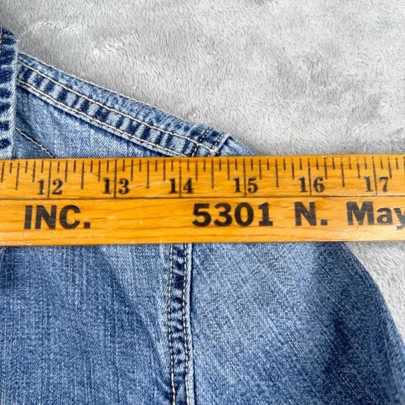 Lauren Ralph Lauren LRL Denim Chore Jacket Womens S Pockets Embellished Buttons - Picture 10 of 16